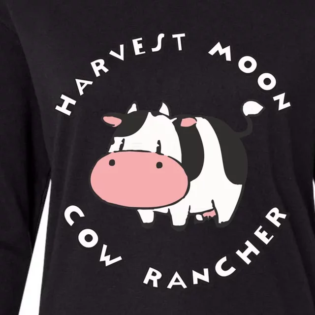 Harvest Moon Cow Rancher Womens Cotton Relaxed Long Sleeve T-Shirt