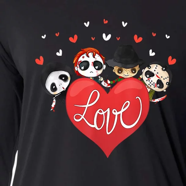 Horror Movie Character Chibi With Heart Love Cooling Performance Long Sleeve Crew