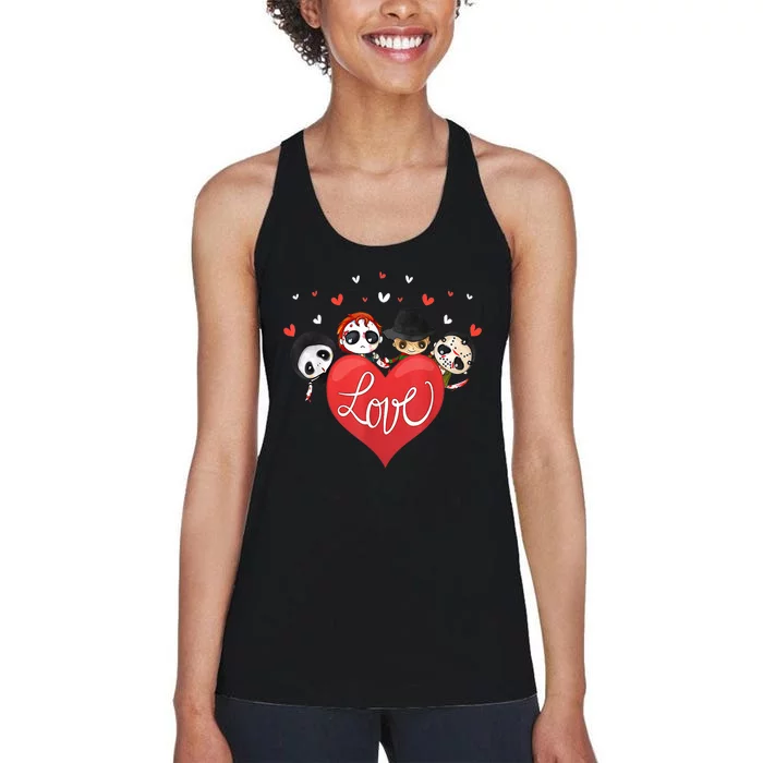 Horror Movie Character Chibi With Heart Love Women's Racerback Tank