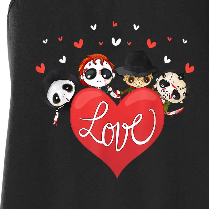 Horror Movie Character Chibi With Heart Love Women's Racerback Tank