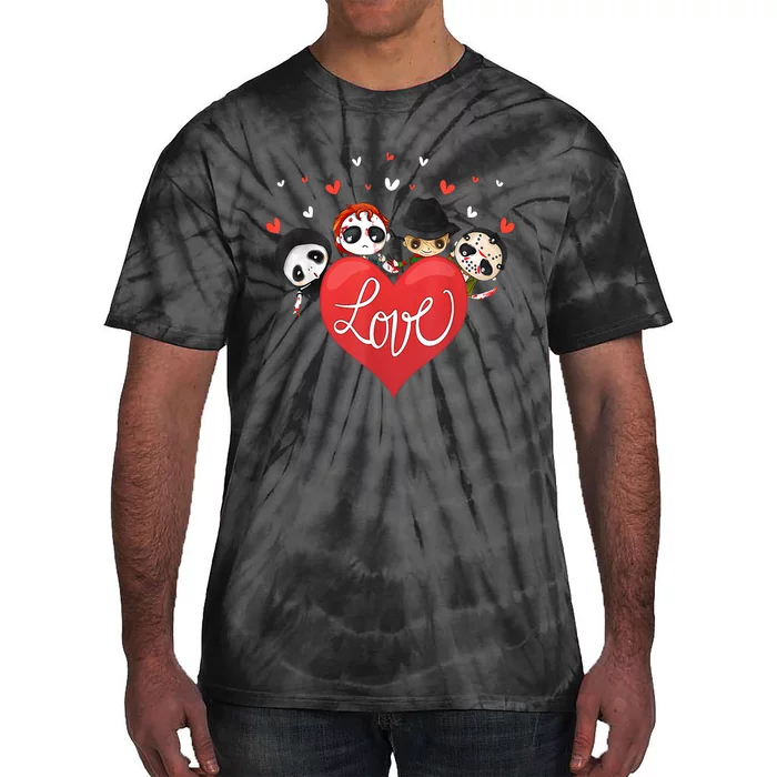 Horror Movie Character Chibi With Heart Love Tie-Dye T-Shirt