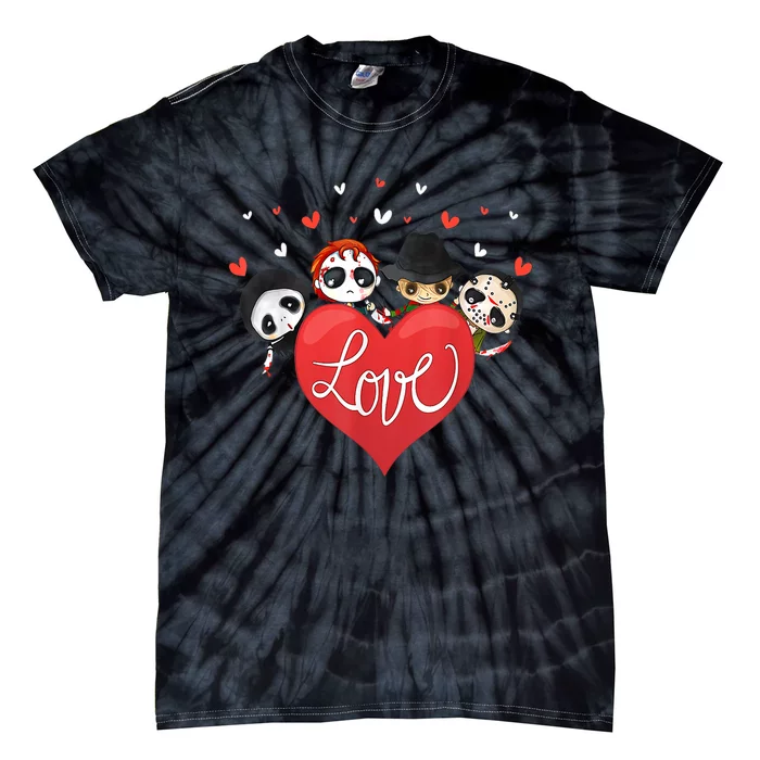 Horror Movie Character Chibi With Heart Love Tie-Dye T-Shirt