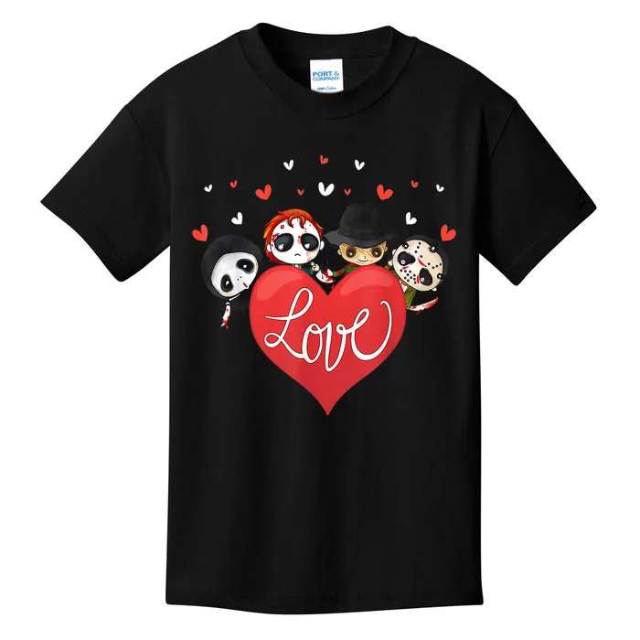 Horror Movie Character Chibi With Heart Love Kids T-Shirt