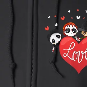 Horror Movie Character Chibi With Heart Love Full Zip Hoodie