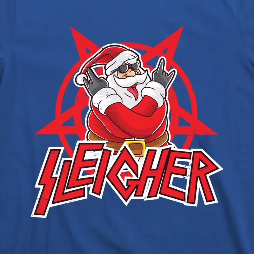 Heavy Metal Christmas Sleigher Hail Santa Claus Rock Music Funny Gift T-Shirt