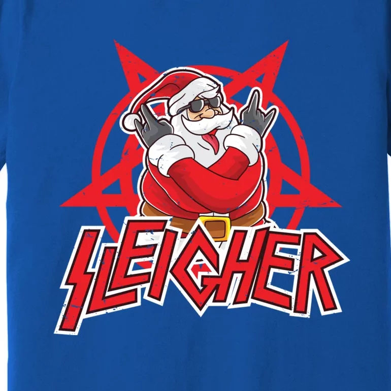 Heavy Metal Christmas Sleigher Hail Santa Claus Rock Music Funny Gift Premium T-Shirt