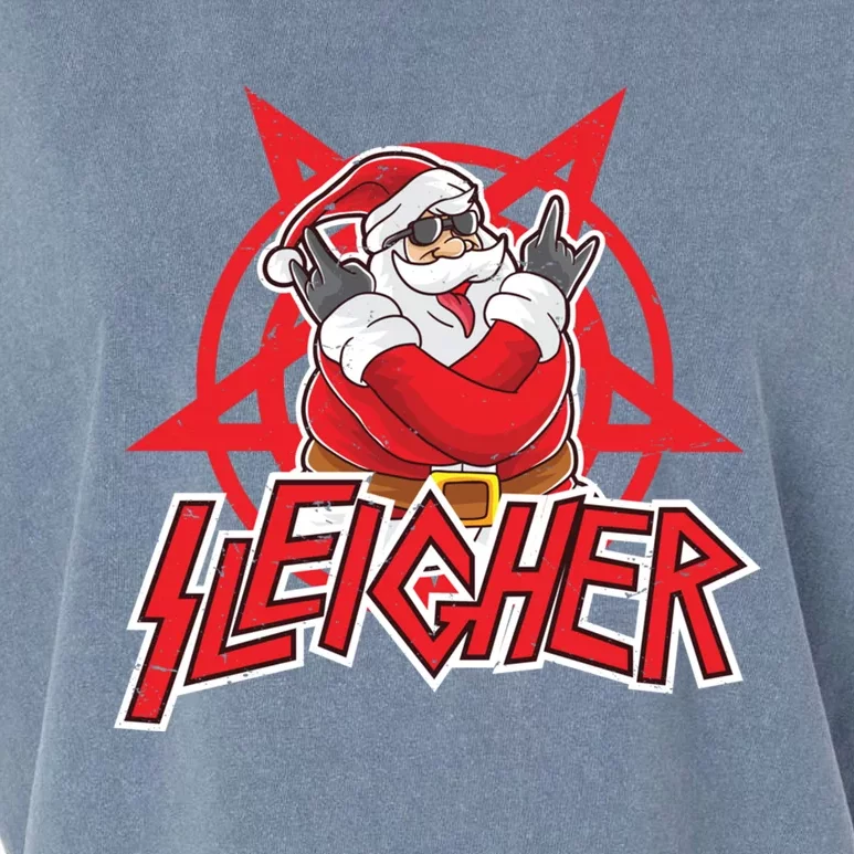 Heavy Metal Christmas Sleigher Hail Santa Claus Rock Music Funny Gift Garment-Dyed Women's Muscle Tee