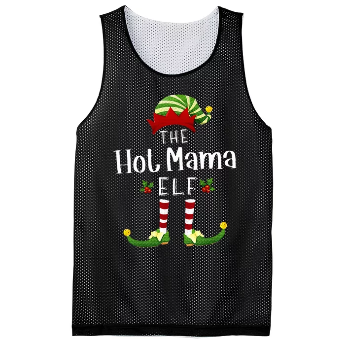 Hot Mama Christmas Elf Matching Pajama XMas Party Mesh Reversible Basketball Jersey Tank