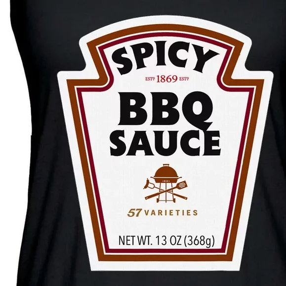 Halloween Matching Costume Spicy Bbq Sauce Bottle Label Ladies Essential Flowy Tank