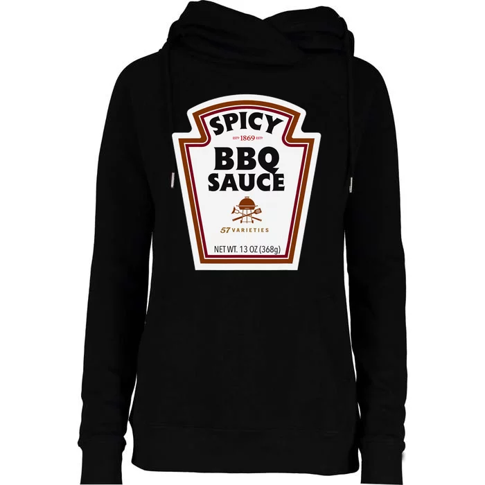 Halloween Matching Costume Spicy Bbq Sauce Bottle Label Womens Funnel Neck Pullover Hood