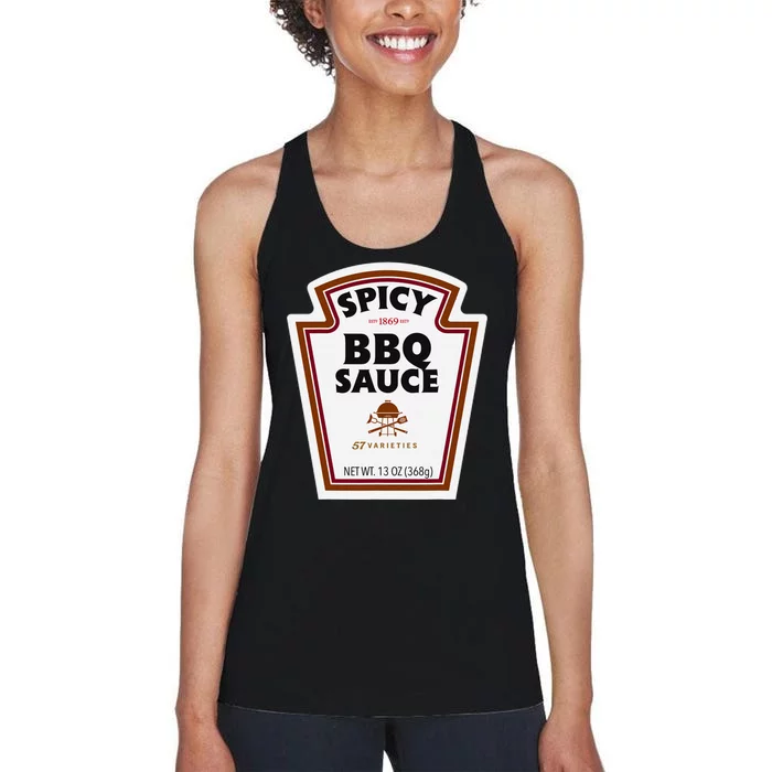 Halloween Matching Costume Spicy Bbq Sauce Bottle Label Women's Racerback Tank