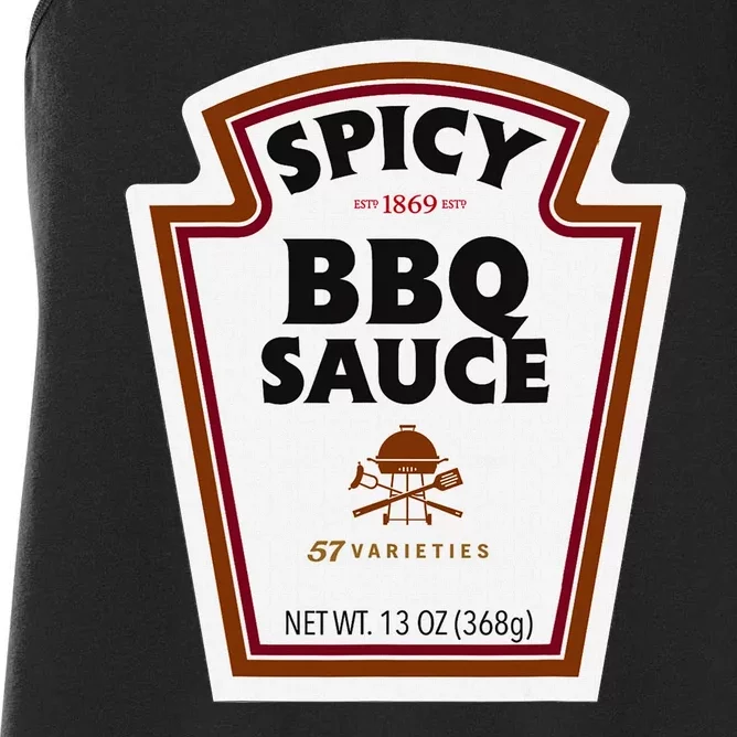 Halloween Matching Costume Spicy Bbq Sauce Bottle Label Women's Racerback Tank