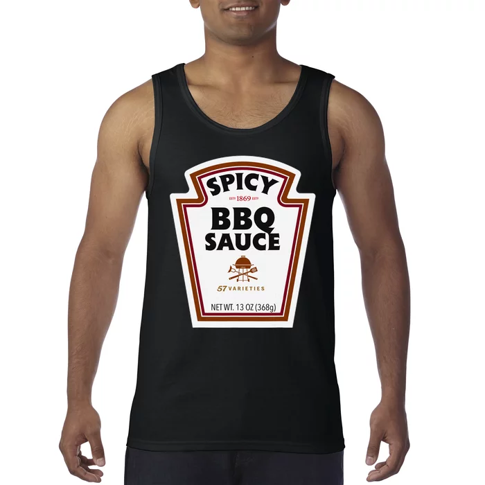 Halloween Matching Costume Spicy Bbq Sauce Bottle Label Tank Top