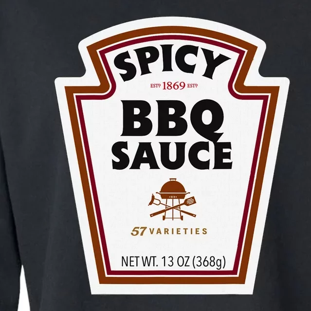 Halloween Matching Costume Spicy Bbq Sauce Bottle Label Cropped Pullover Crew