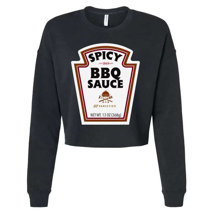 Halloween Matching Costume Spicy Bbq Sauce Bottle Label Cropped Pullover Crew