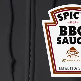 Halloween Matching Costume Spicy Bbq Sauce Bottle Label Full Zip Hoodie