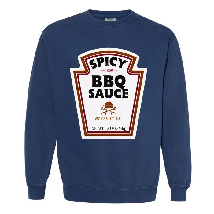 Halloween Matching Costume Spicy Bbq Sauce Bottle Label Garment-Dyed Sweatshirt