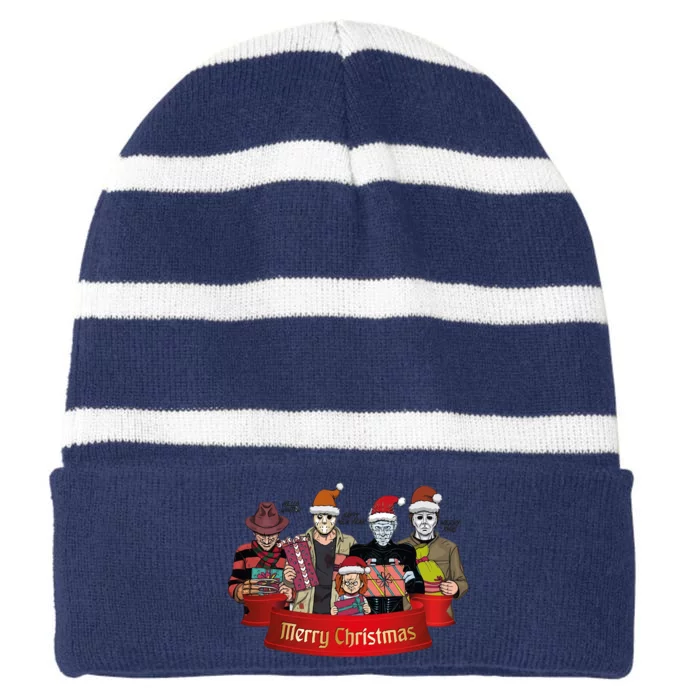 Horror Movie Characters Horror Killerr Character Christmas Pinhead Striped Beanie with Solid Band