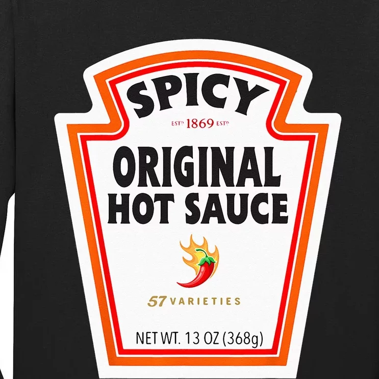 Halloween Matching Costume Spicy Chili Sauce Bottle Label Tall Long Sleeve T-Shirt