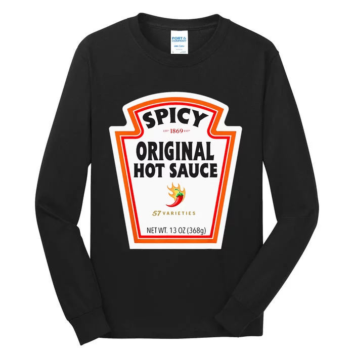 Halloween Matching Costume Spicy Chili Sauce Bottle Label Tall Long Sleeve T-Shirt