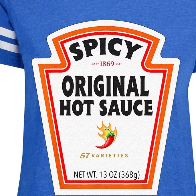 Halloween Matching Costume Spicy Chili Sauce Bottle Label Enza Ladies Jersey Football T-Shirt