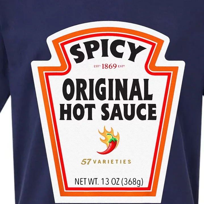 Halloween Matching Costume Spicy Chili Sauce Bottle Label Sueded Cloud Jersey T-Shirt