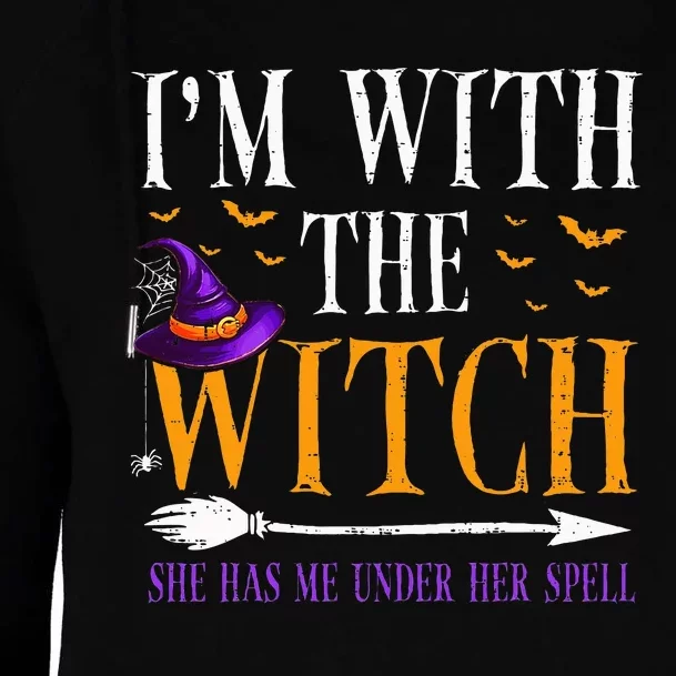 Halloween Matching Couples Costume IM With The Witch Womens Funnel Neck Pullover Hood