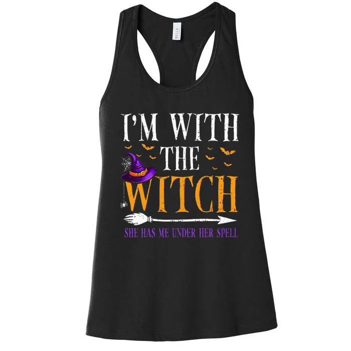 Halloween Matching Couples Costume IM With The Witch Women's Racerback Tank