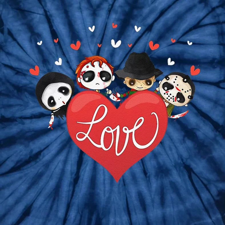 Horror Movie Character Chibi With Heart Love Valentine'S Day Love Love Tie-Dye T-Shirt