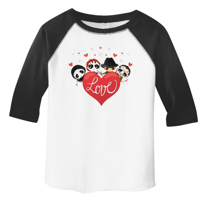 Horror Movie Character Chibi With Heart Love Valentine'S Day Love Love Toddler Fine Jersey T-Shirt