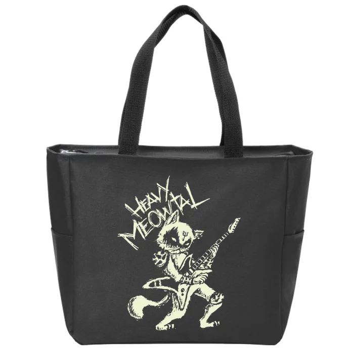 Heavy Metal Cats Gift Clothing Guitar Playing Cat Gothic Zip Tote Bag