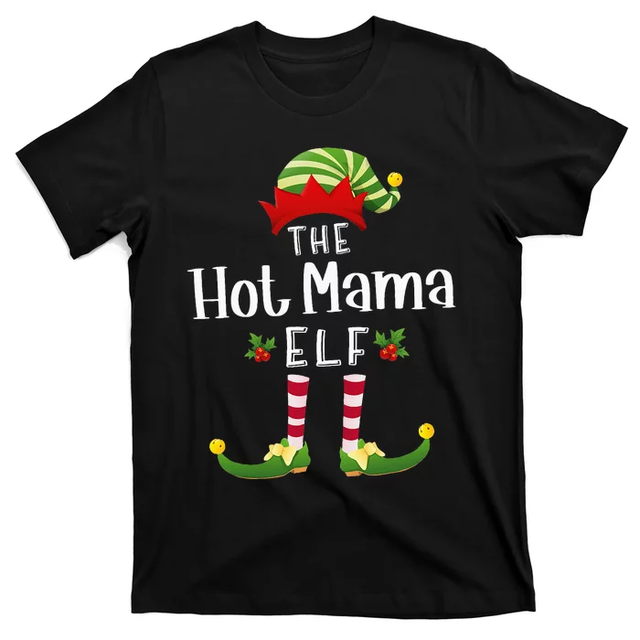 Hot Mama Christmas Elf Matching Pajama XMas Party T-Shirt