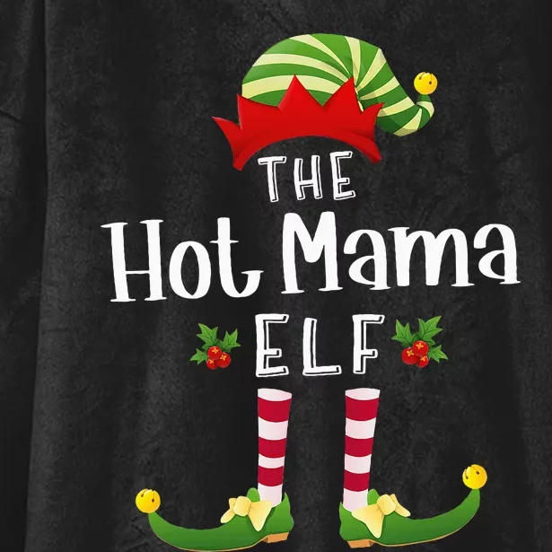 Hot Mama Christmas Elf Matching Pajama XMas Party Hooded Wearable Blanket