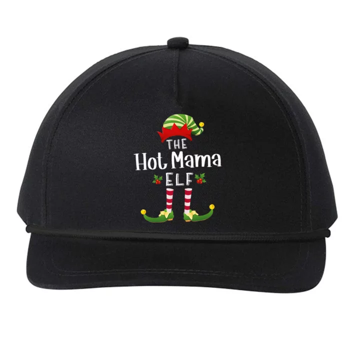 Hot Mama Christmas Elf Matching Pajama XMas Party Snapback Five-Panel Rope Hat