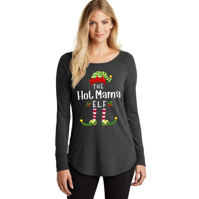 Hot Mama Christmas Elf Matching Pajama XMas Party Women's Perfect Tri Tunic Long Sleeve Shirt