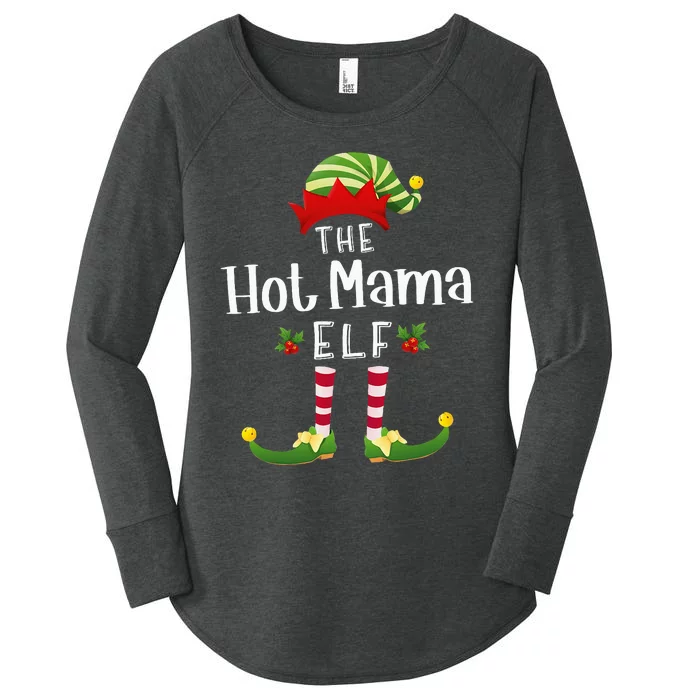 Hot Mama Christmas Elf Matching Pajama XMas Party Women's Perfect Tri Tunic Long Sleeve Shirt