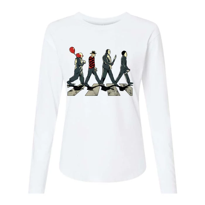 Horror Movie Characters Abbey Road Halloween Horror Nigh Womens Cotton Relaxed Long Sleeve T-Shirt