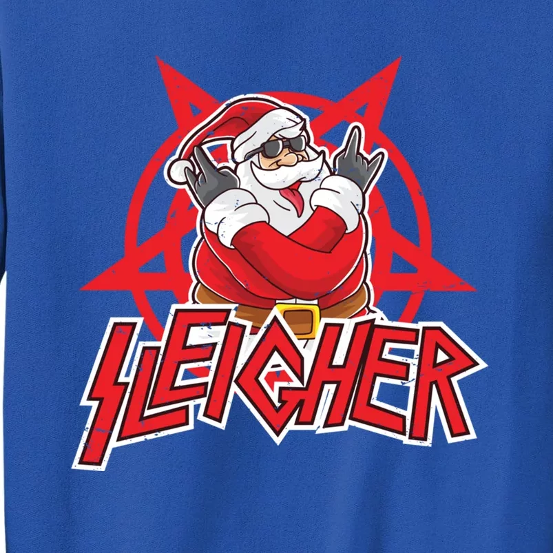 Heavy Metal Christmas Sleigher Hail Santa Claus Rock Music Gift Tall Sweatshirt