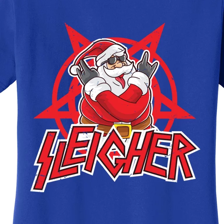 Heavy Metal Christmas Sleigher Hail Santa Claus Rock Music Gift Women's T-Shirt