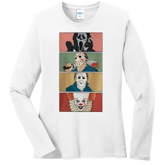 Horror Movie Characters Ghostface Voorhees Halloween Horror Movie Ladies Long Sleeve Shirt