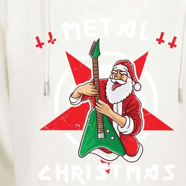 Heavy Metal Christmas Sleigher Hail Santa Claus Rock Music Gift Womens Funnel Neck Pullover Hood