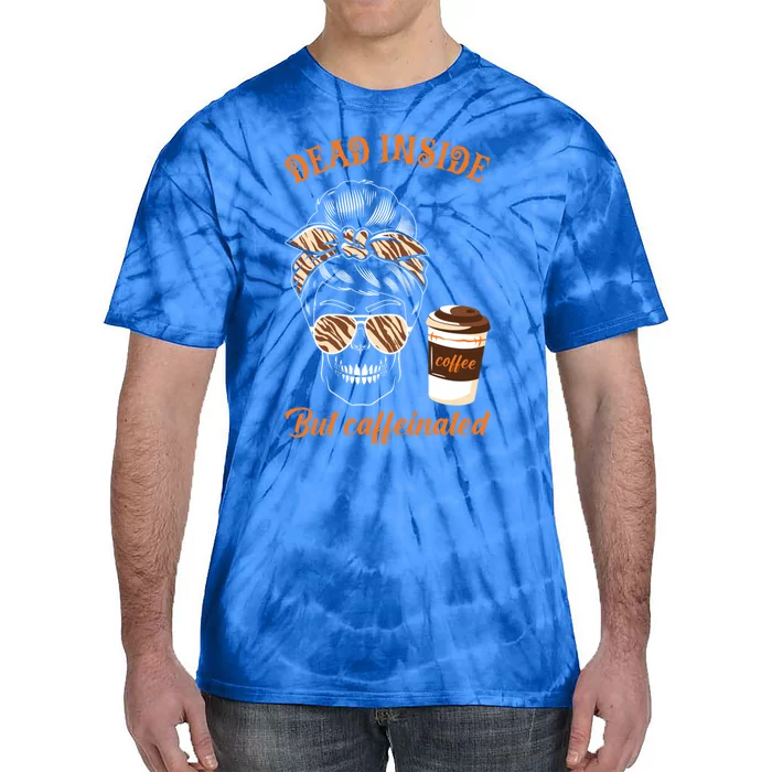 Horror Movie Coffee Fall Dead Inside But Caffeinated Gift Tie-Dye T-Shirt