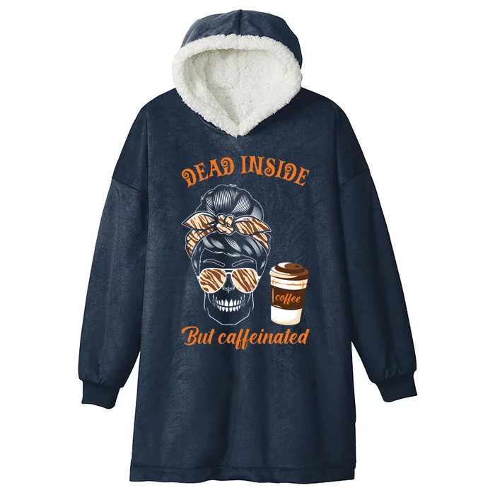 Horror Movie Coffee Fall Dead Inside But Caffeinated Gift Hooded Wearable Blanket