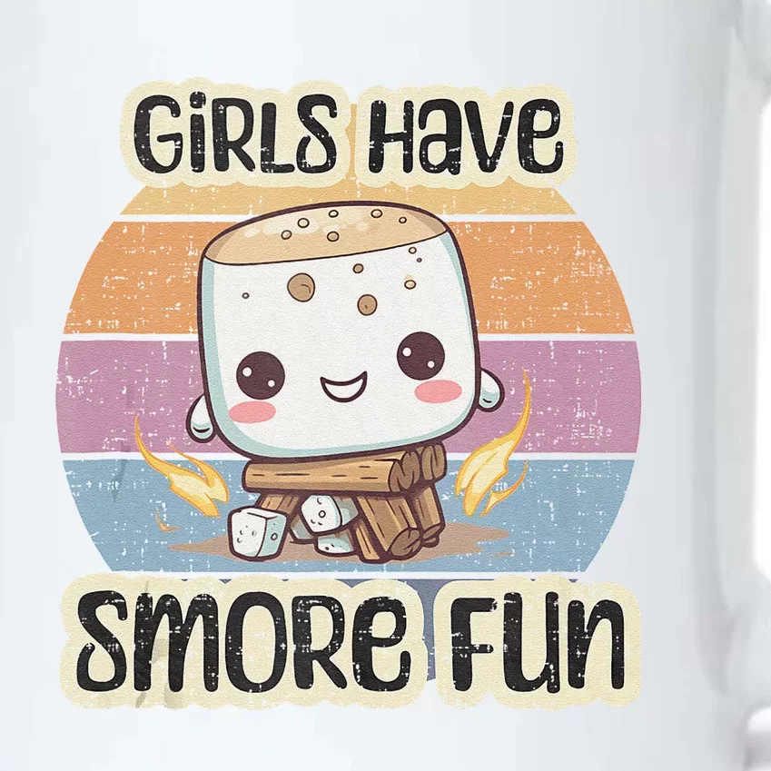 Happy Marshmallow Camper Cute Girl Have Smore Fun Camping Black Color Changing Mug