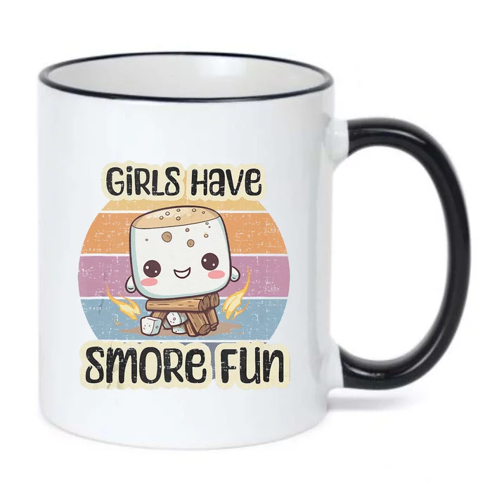 Happy Marshmallow Camper Cute Girl Have Smore Fun Camping Black Color Changing Mug