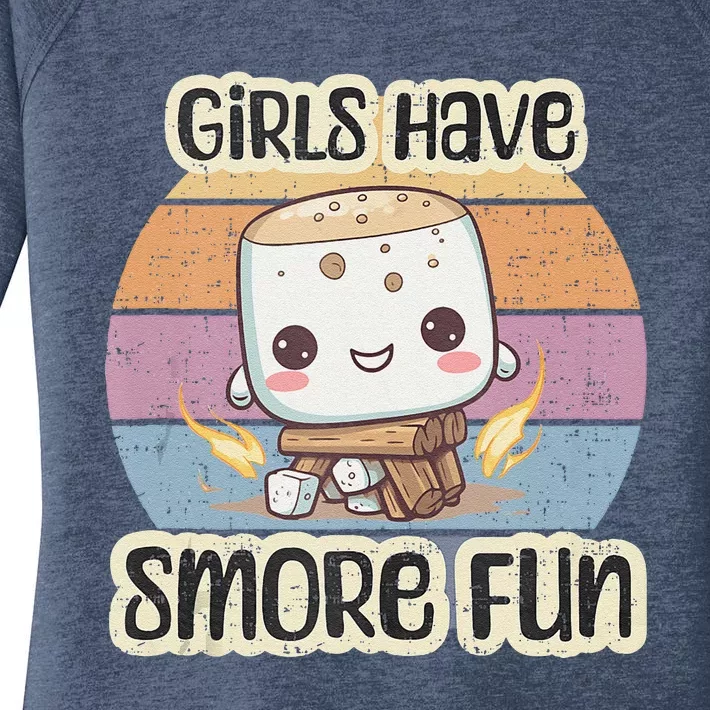 Happy Marshmallow Camper Cute Girl Have Smore Fun Camping Women's Perfect Tri Tunic Long Sleeve Shirt