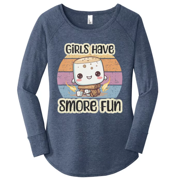 Happy Marshmallow Camper Cute Girl Have Smore Fun Camping Women's Perfect Tri Tunic Long Sleeve Shirt