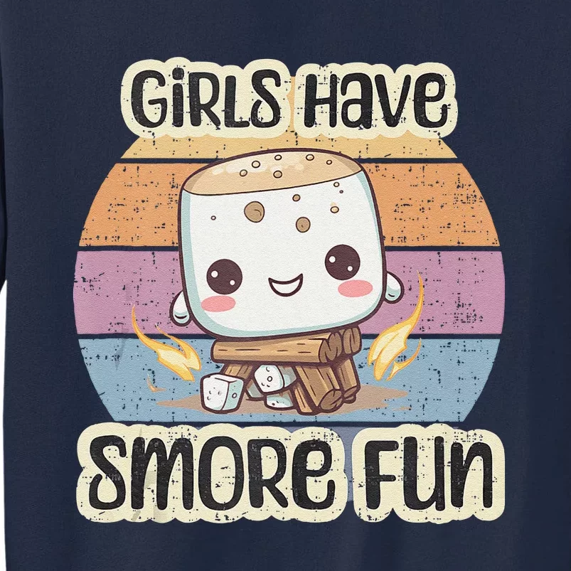 Happy Marshmallow Camper Cute Girl Have Smore Fun Camping Tall Sweatshirt