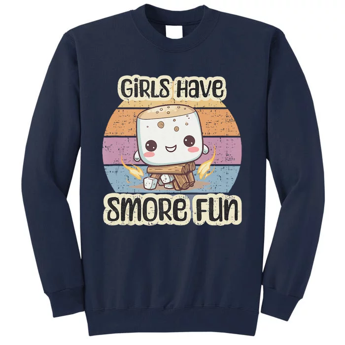 Happy Marshmallow Camper Cute Girl Have Smore Fun Camping Tall Sweatshirt