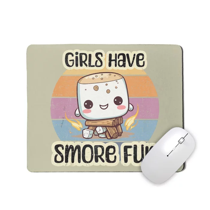 Happy Marshmallow Camper Cute Girl Have Smore Fun Camping Mousepad